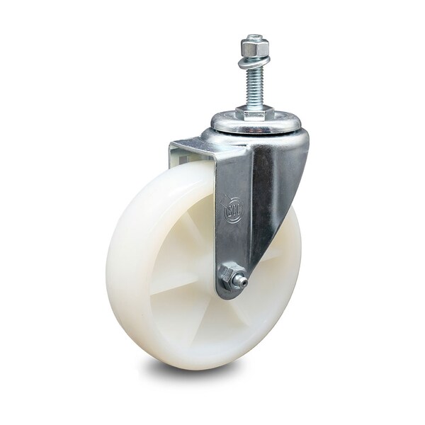 5 Inch Nylon Wheel Swivel 3/8 Inch Threaded Stem Caster